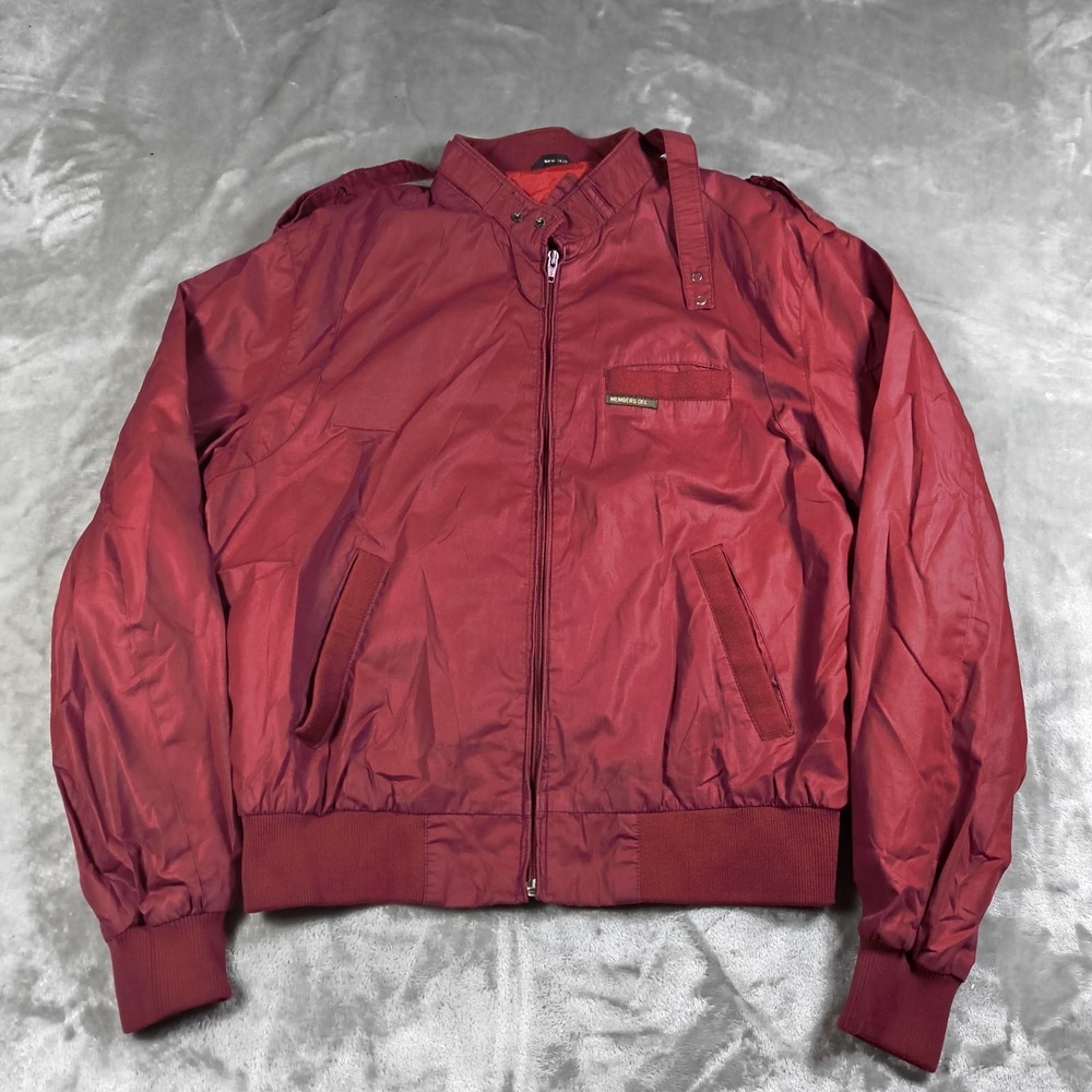 Vintage Members Only Jacket Mens 44 Large Burgundy Made in Korea Bomber Racing